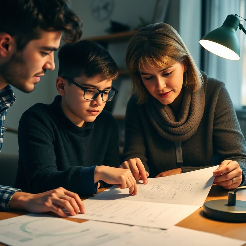 Elev și profesor analizând materiale de studiu structurate
